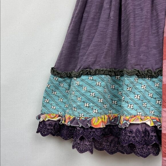 Matilda Jane purple and brown knit wrap top ruffle layer hem dress size 4 - Picture 4 of 16